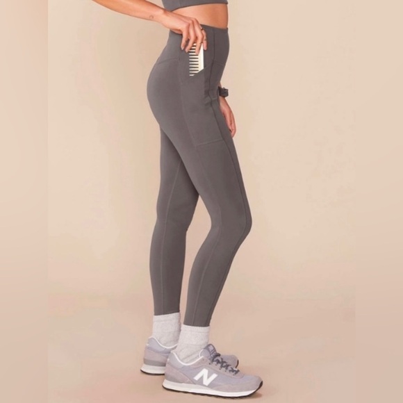 girlfriend collective Pants - NWT Girlfriend Collective Smoke High Rise Compressive Pocket 7/8 Legging S